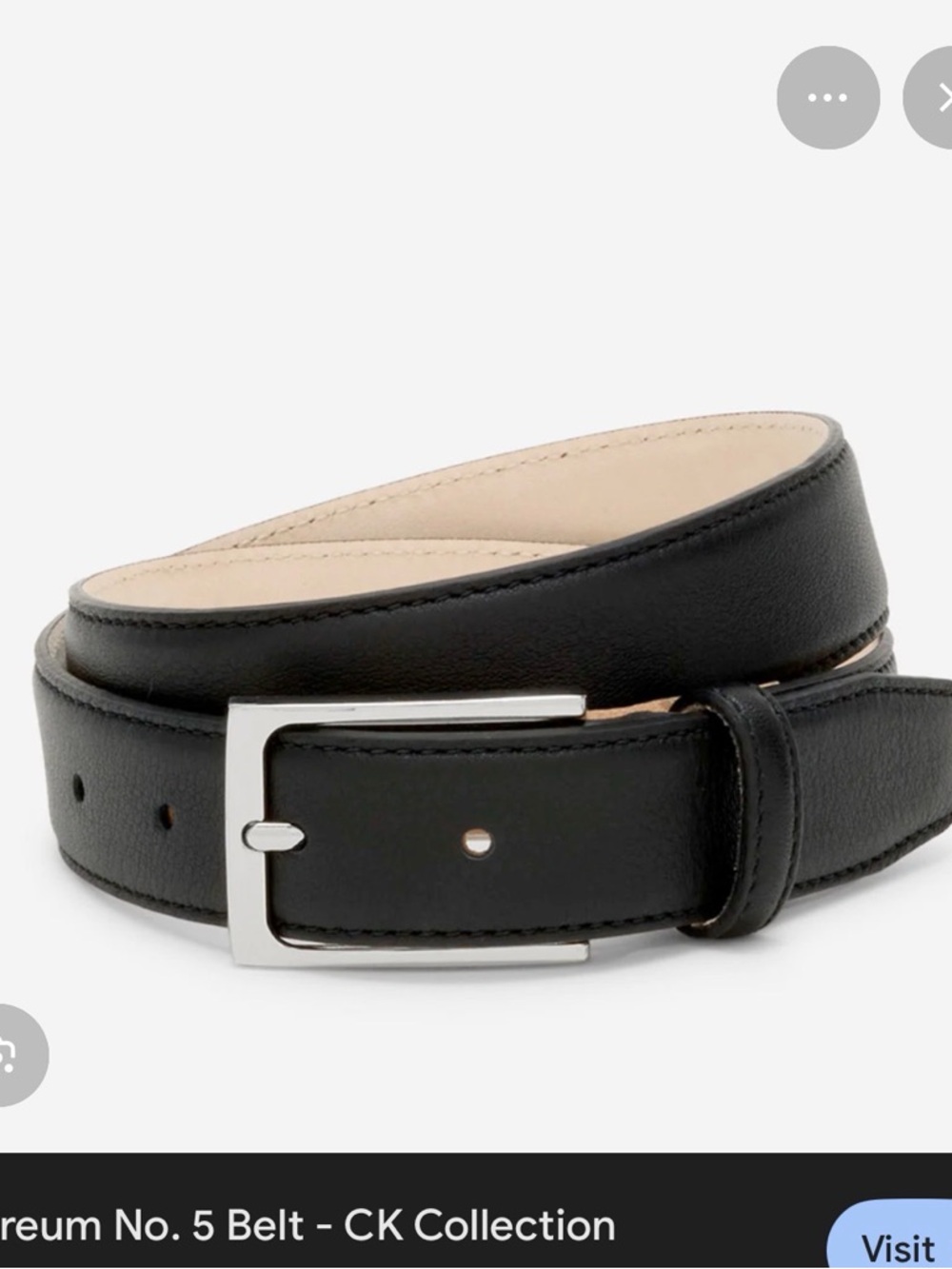 AUREUM no. 5 Black Narrow Leather Belt with Silver Buckle size M/L